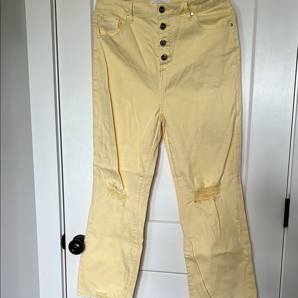 Risen Acid Wash Yellow Flare Leg Jeans